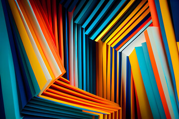 Wall Mural - Abstract Art of Colorful Geometric Lines.  Generative AI.