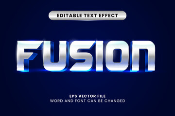 fusion metallic silver 3d editable vector text effect