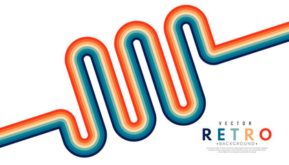 Wall Mural - abstract minimalist retro background with wavy stripes elements. 70s lines on white background. grap
