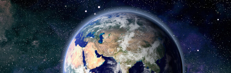 Wall Mural - earth from space. earth globe with stars and nebula background. earth, blue sunrise.elements of this
