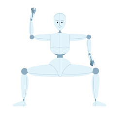 Fototapete - Humanoid robot break dance semi flat color vector character. Human-like movement. Editable full body figure on white. Simple cartoon style spot illustration for web graphic design and animation