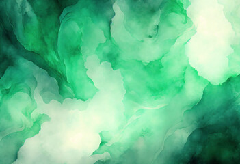 Wall Mural - Green abstract background, Marble texture, Watercolor, Generative AI