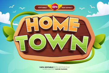 Home town Comic Cartoon game adventure tittle 3D Editable text Effect Style