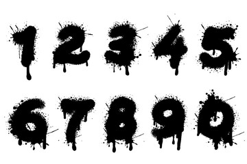 Wall Mural - Vector graffiti numbers on white. Lettering sprayed with leak in black over white. Design street art.