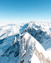 View From Mont Blanc Summit Landscape In The Mountains