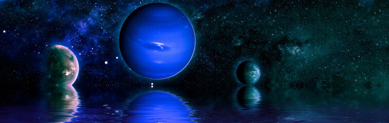 Wall Mural - planet reflected in water from space showing all they beauty. extremely detailed image