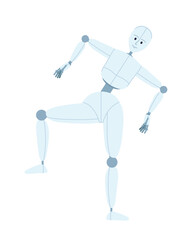 Fototapete - Humanoid robot balancing semi flat color vector character. Human-like dance movement. Editable full body figure on white. Simple cartoon style spot illustration for web graphic design and animation