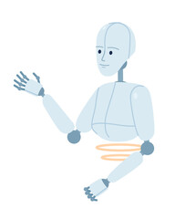 Fototapete - Human-like support robot semi flat color vector character. Robotic manipulator. Editable half body figure on white. Simple cartoon style spot illustration for web graphic design and animation