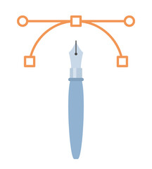 Fototapete - Vector graphics course semi flat color vector icon. Digital designing classes. Editable object. Full sized element on white. Simple cartoon style spot illustration for web graphic design and animation