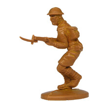 British Plastic Soldier From The Second World War Attacking With Rifle And Bayonet. Boys Toys From The 70s And 80s