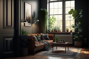 Poster - Beautiful confortable cozy interior,  style design. Generative Ai