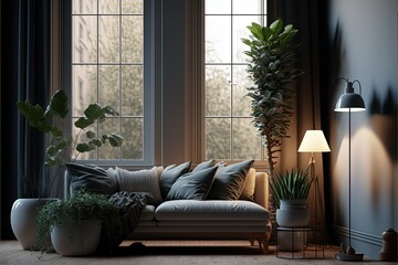 Poster - Beautiful confortable cozy interior,  style design. Generative Ai