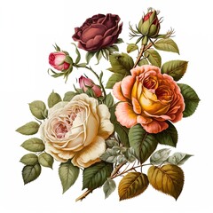 Wall Mural - English garden rose isolated on white background clipart. generated by AI