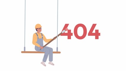 Poster - Animated problem warning 404 error. Troubleshooting. Empty state 4K video footage with alpha channel transparency. Flash message. Color failed loading animation for broken link, web design