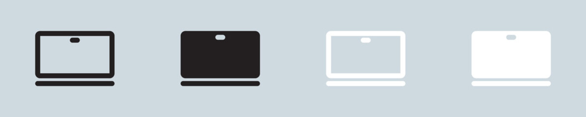 Poster - Laptop icon set in black and white. Notebook signs vector illustration.