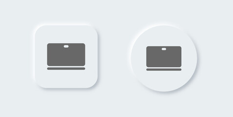 Poster - Laptop solid icon in neomorphic design style. Notebook signs vector illustration.