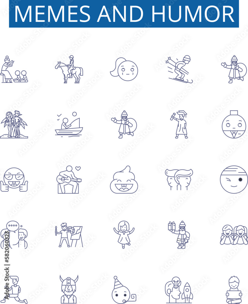 Memes And Humor Line Icons Signs Set Design Collection Of Memes Humor