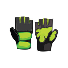 Sticker - lifting fitness gloves cartoon vector illustration