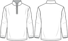 Mens Zip Warm Up Top Flat Sketch Vector Illustration Gym And Training Long Sleeve Zip Up Sports T Shirt Technical Cad Drawing Template