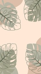  Leaves pattern wallpaper illustration. Vertical background.