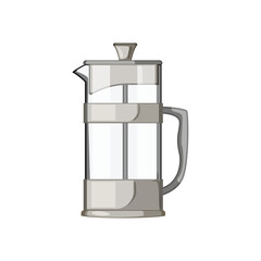 Wall Mural - breakfast french press coffee cartoon vector illustration