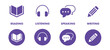 © athikom - Language skill icon set speaking listening reading writing education test logo vector illustration circle symbol