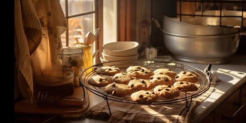 freshly baked cookies in a charming home kitchen