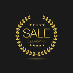 Wall Mural - sale clearance golden laurel wreath vector label