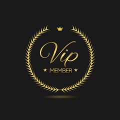 Wall Mural - Vip member golden laurel wreath vector label