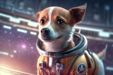 Little dog astronaut in the universe