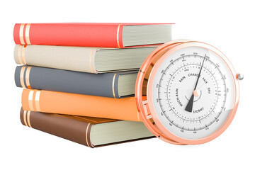 Poster - books with barometer, 3d rendering