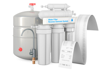 Poster - reverse osmosis system with receipt print, 3d rendering