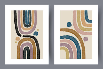 Wall Mural - abstract figures scandinavian geometry wall art print. printable minimal abstract poster. wall artwo