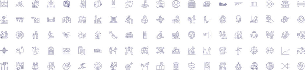 city map line icons signs set. design collection of city, map, urban, town, geography, chart, plan, 