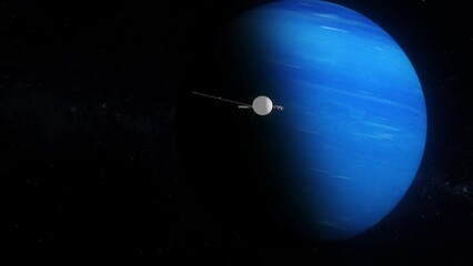 Wall Mural - Voyager 1 Heading Away from Frozen Planet Neptune After Flyby to Collect Photos and Scientific Data 4K