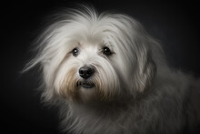 Coton De Tulear Dog: Graceful And Playful Companion On A Dark Canvas
