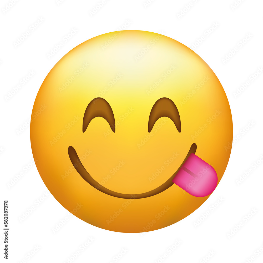 Emoji Face Savouring Delicious Food, Smiling Face savoring Licking Lips,  smiley emoticon. Stock Illustration | Adobe Stock, image size:1000x1000