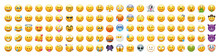 Big Set Of Yellow Emoji. Funny Emoticons Faces With Facial Expressions.