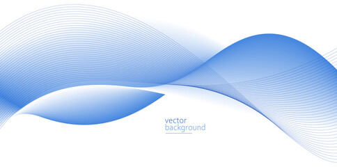 Wall Mural - Smooth flow of wavy shape with gradient vector abstract background, light blue design curve line energy motion, relaxing music sound or technology.