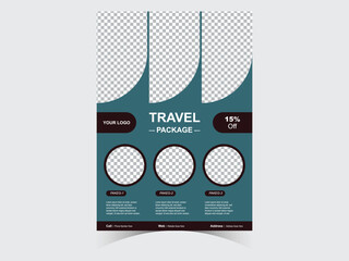 Travel business promotion web banner template design for Flyer Design. Travelling, tourism or summer holiday tour online marketing flyer, post or poster with abstract graphic background and logo