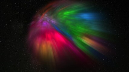 Wall Mural - Abstract multicolor rainbow glow sphere, science background. Digital technology planet structure in space, 4k
