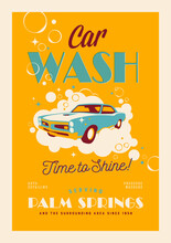 Vintage Style Car Wash Poster Or Postcard - Time To Shine!