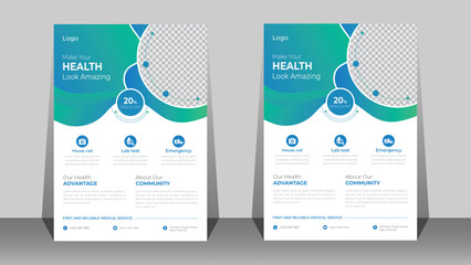 Creative medical healthcare cover a4 flyer poster template design