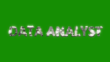 Poster - silver grey cybernetic text DATA ANALYST with animation on green screen, isolated - loop video