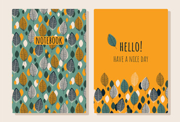 Wall Mural - Cover design with leaves pattern. Applicable for notebook cover, planner, brochure, book, catalog etc. 