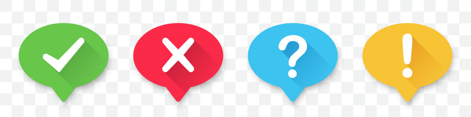 Aufkleber - Set of tick, cross, question mark, exclamation point in speech bubble