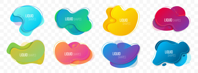 Poster - Set of liquid shapes element with shadow. Fluid shapes collection