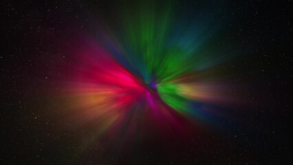 Wall Mural - Abstract multicolor rainbow glow sphere, science background. Digital technology planet structure in space, 4k