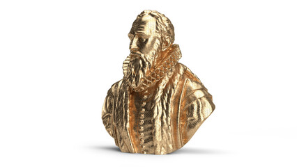 Canvas Print - 3d render bust gold isolated king