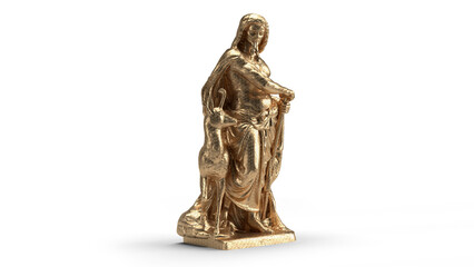 Canvas Print - 3d render statue gold isolated with shadow